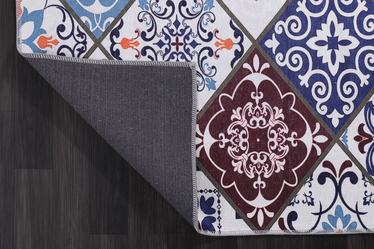 Modern beige floral washable rug by Netline Home with intricate floral design, perfect for living spaces.