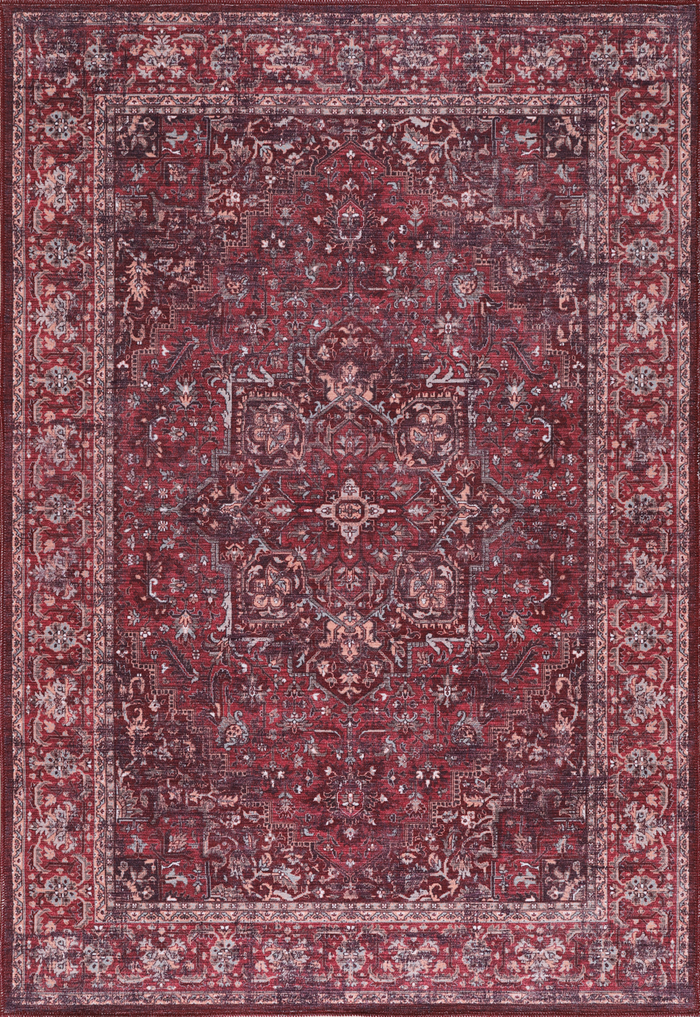 Tribal Multicolor Geometric Washable Rug Design 1310 shown in an illustrative room