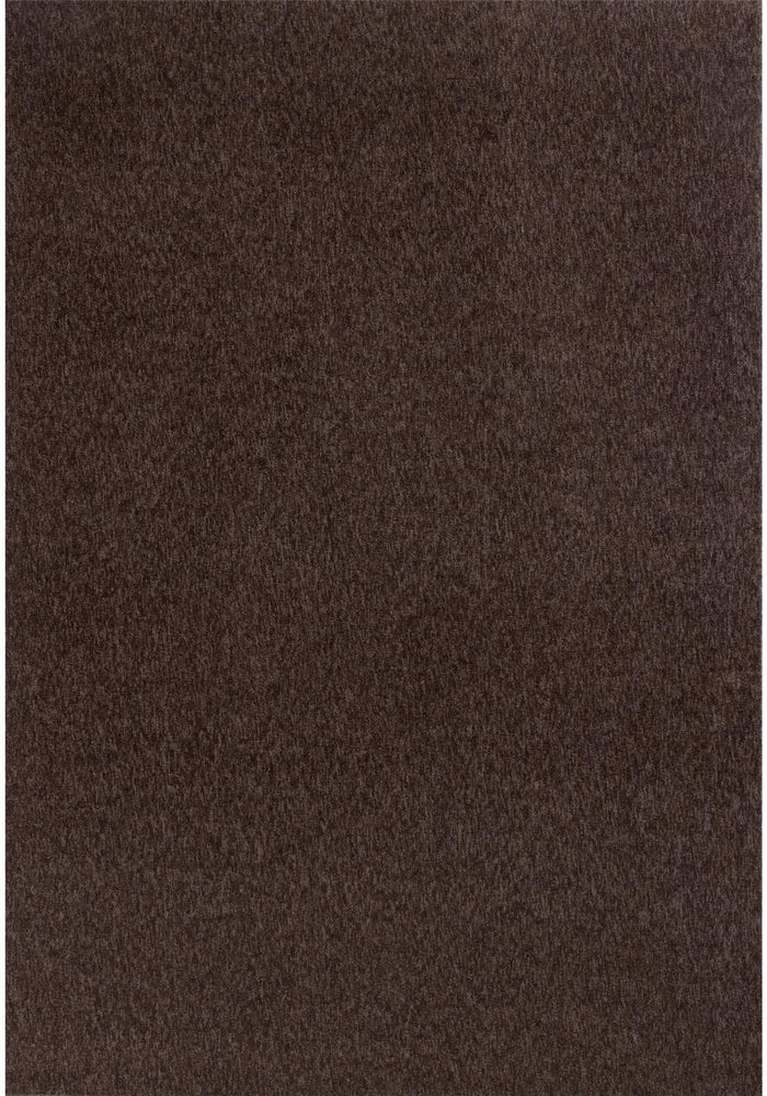 Flex Brown Low Pile Solid Rug shown in an illustrative room