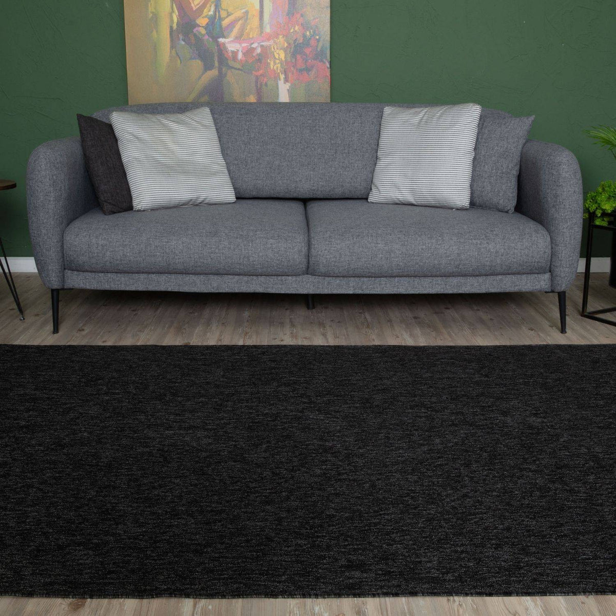 Flex Dark Grey Low Pile Solid Rug