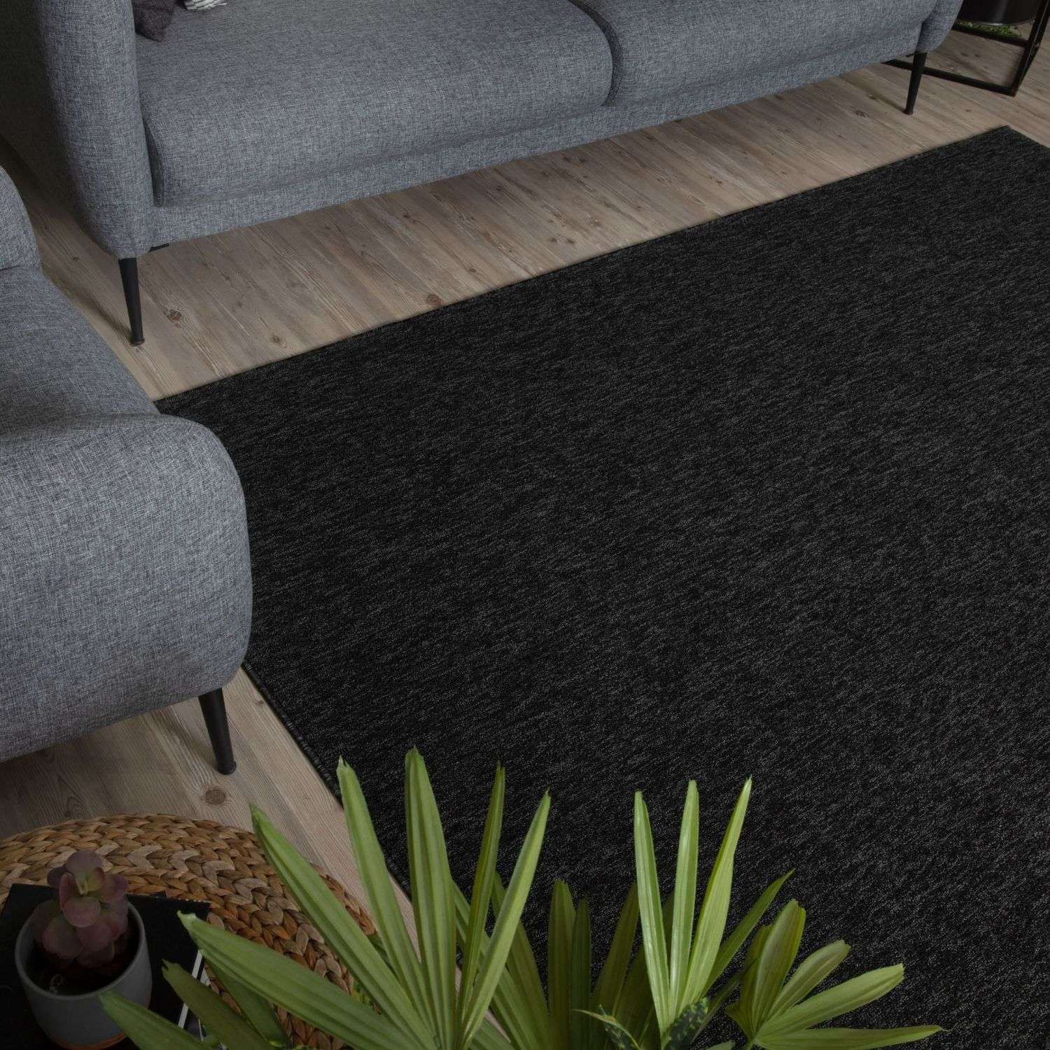 Flex Dark Grey Low Pile Solid Rug