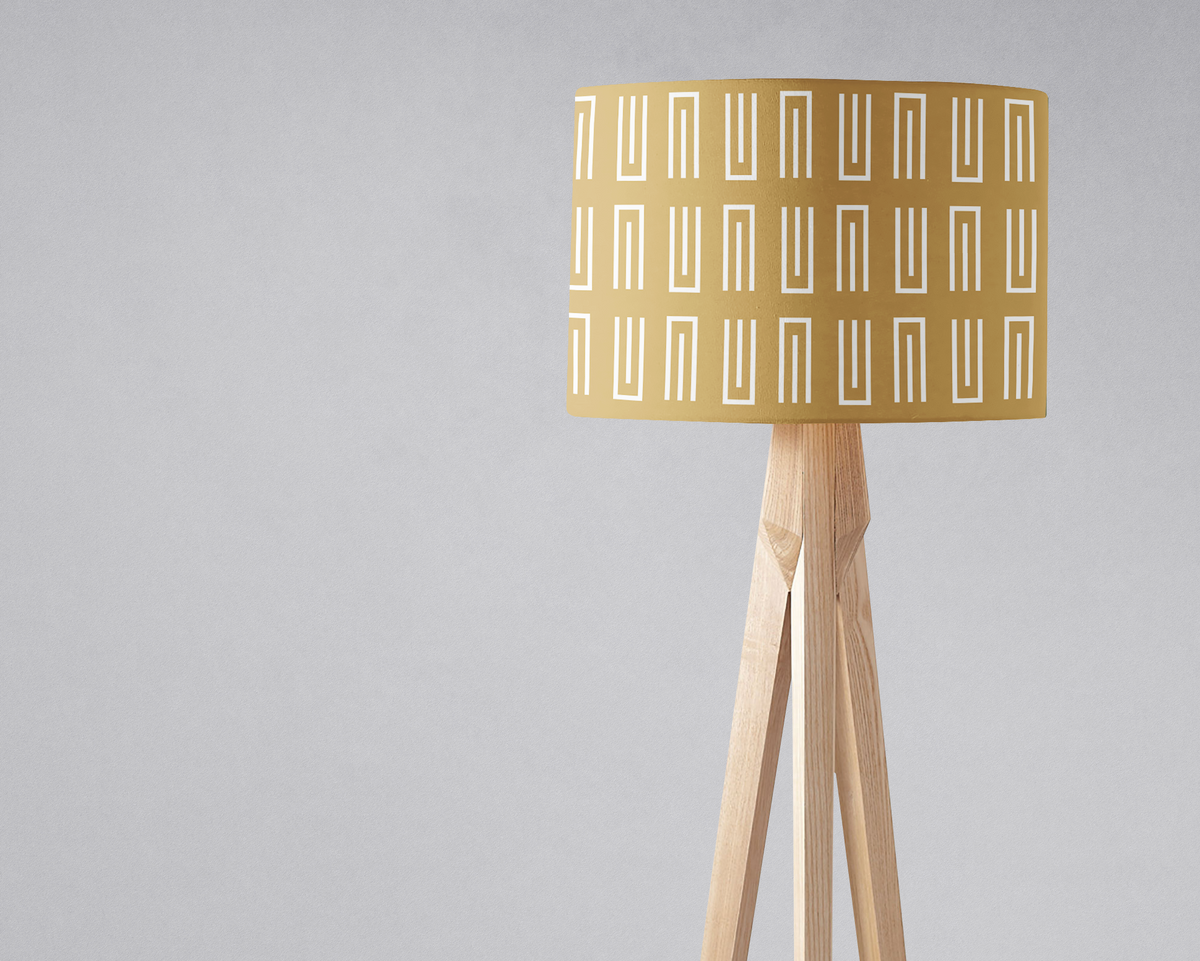 Gold and White Geometric Lampshade – Ceiling & Table Compatible
