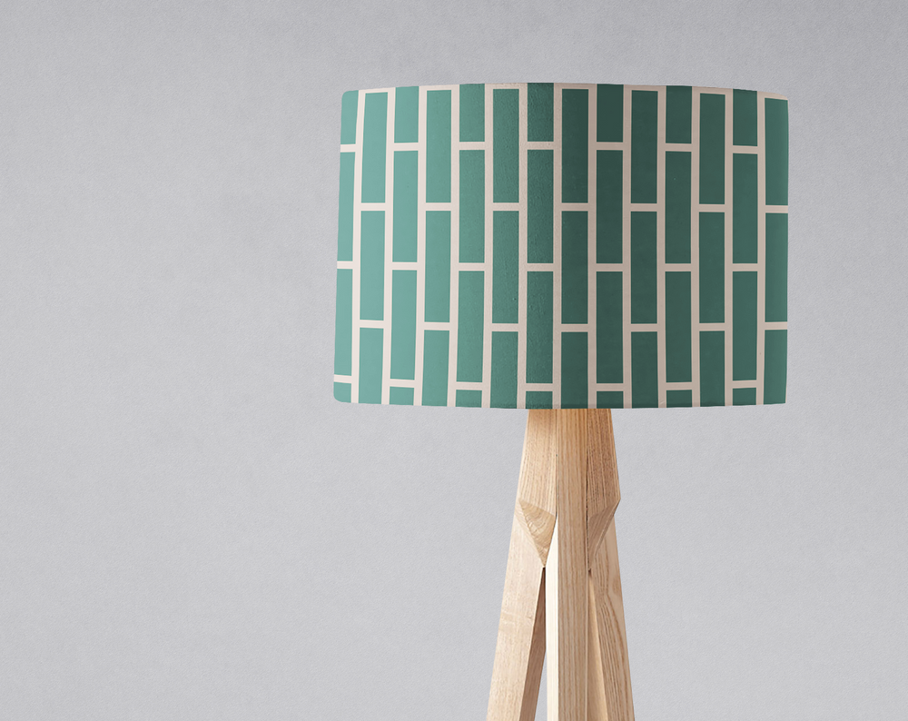 Green and Beige Geometric Lampshade – Ceiling & Table Compatible