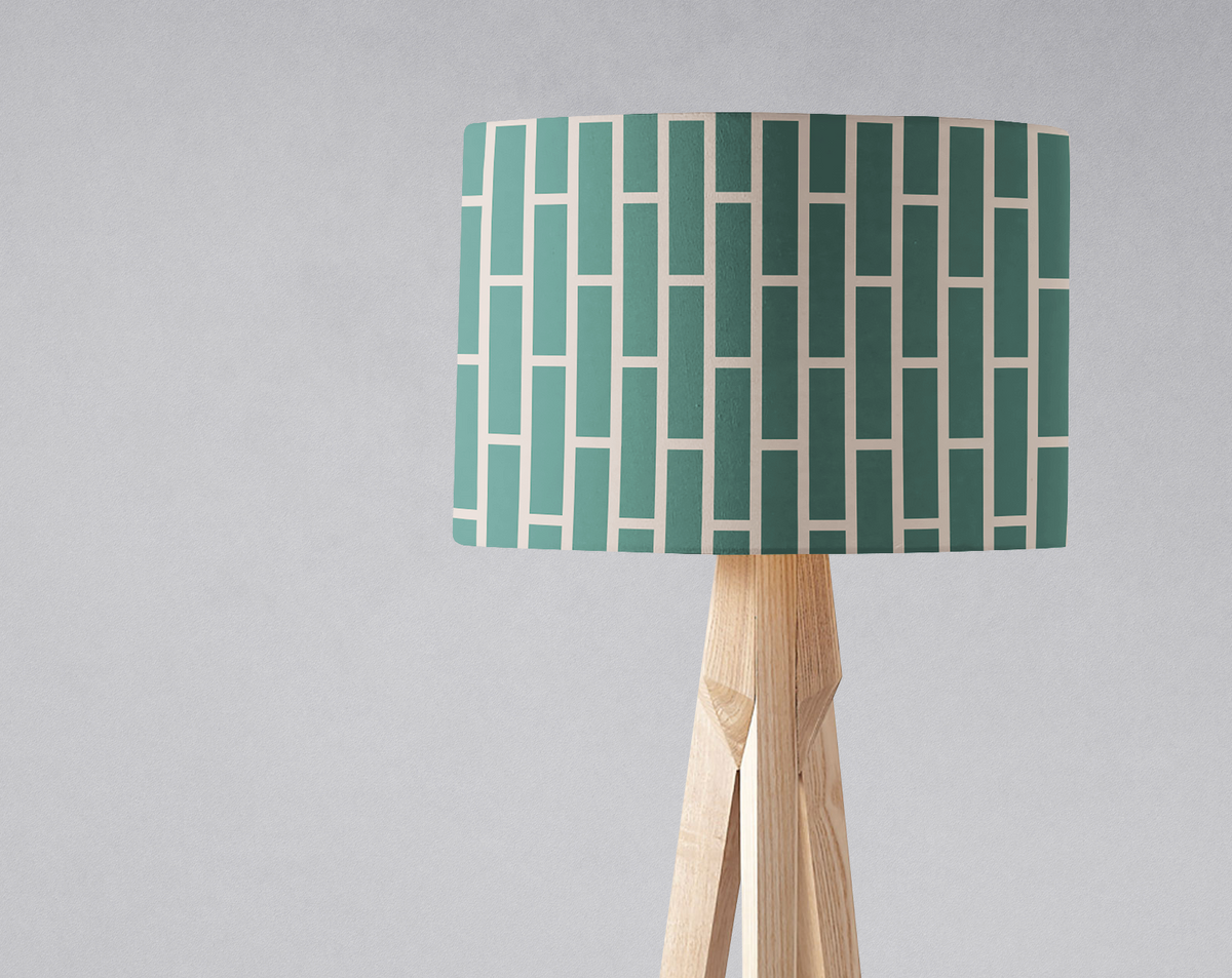 Green and Beige Geometric Lampshade – Ceiling & Table Compatible