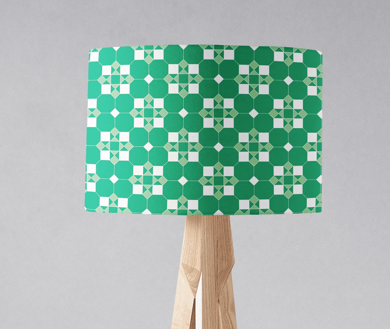 Green and White Geometric Tiles Design Lampshade – Ceiling & Table Compatible
