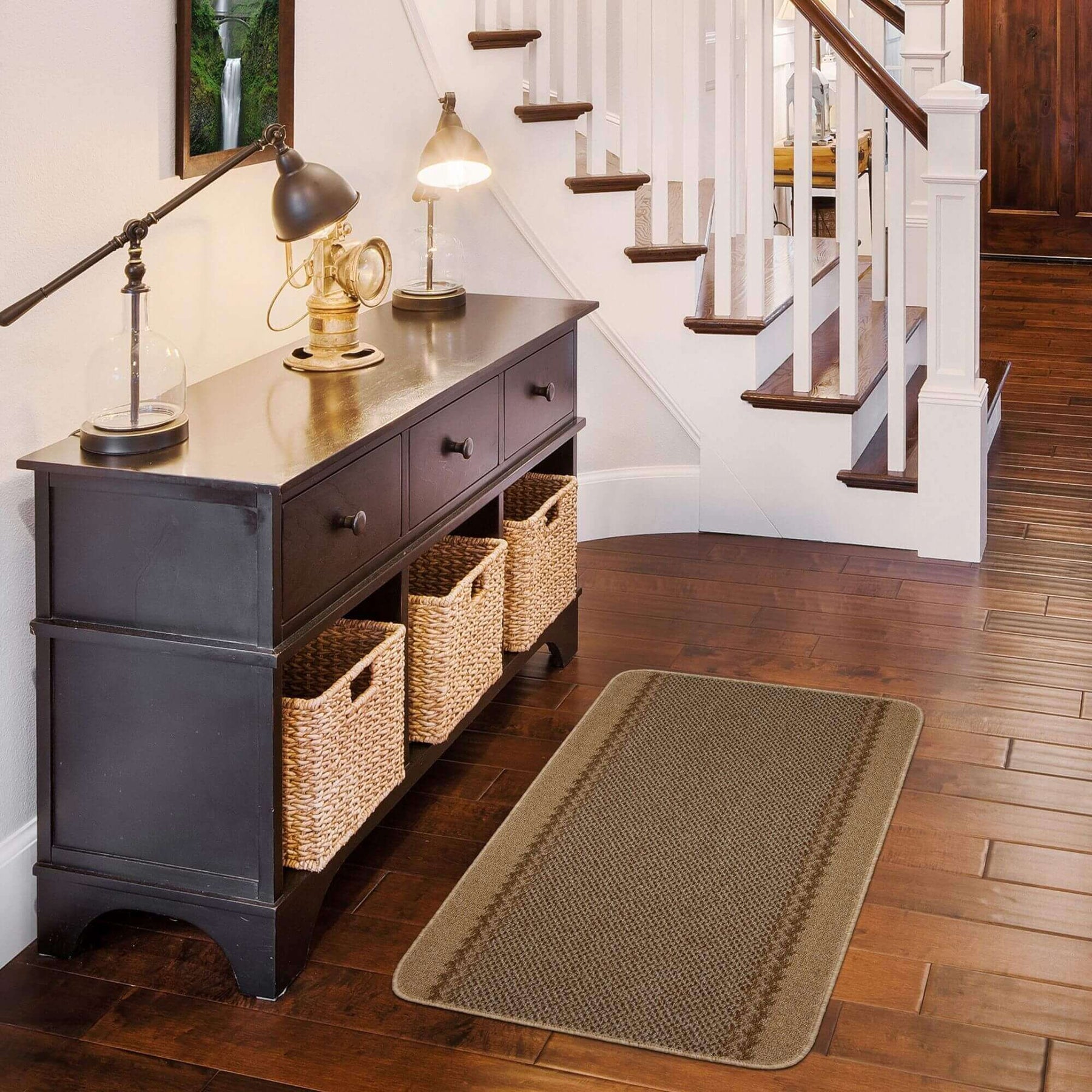 Washable Bordered Beige Rug – 116B