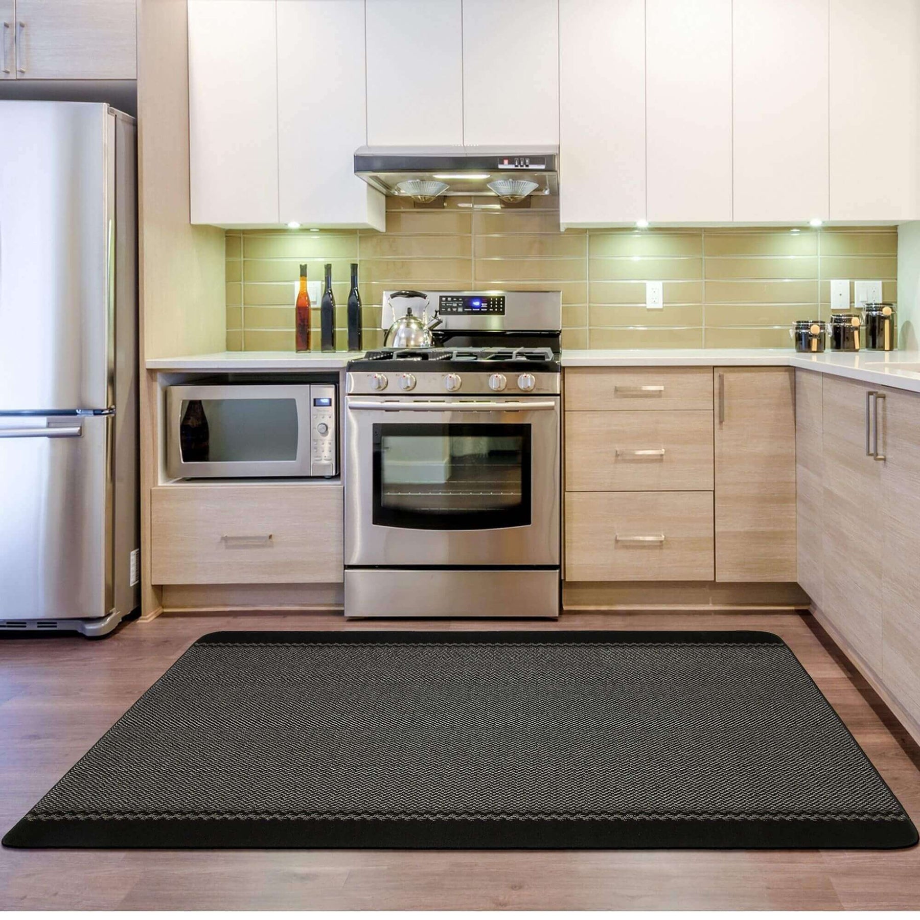 Washable Bordered Black Rug – 116Bl