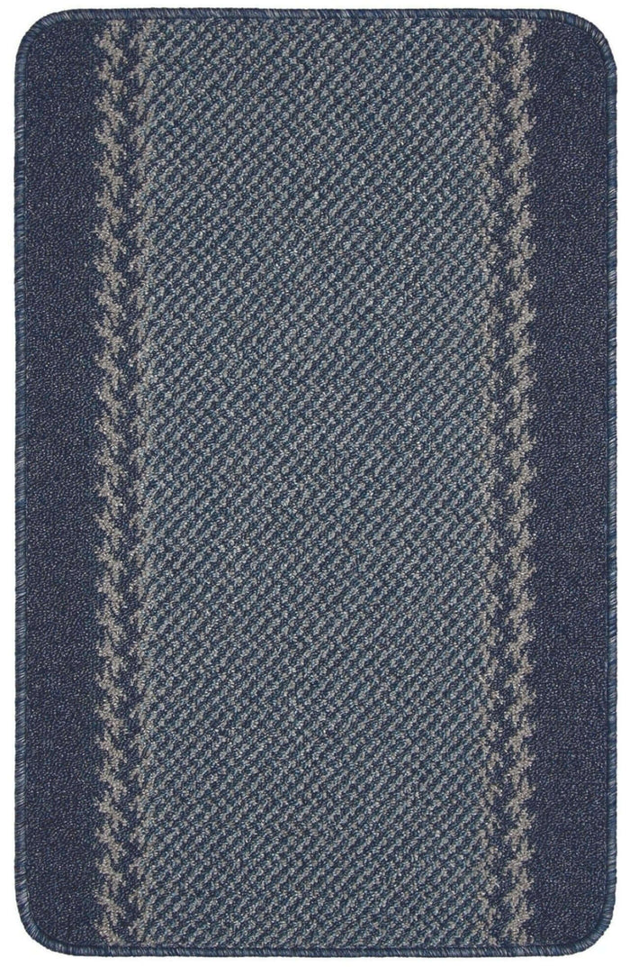 Washable Bordered Blue Rug – 116Blu shown in an illustrative room
