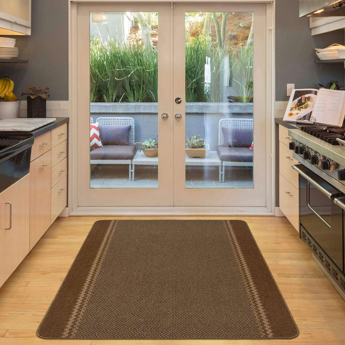 Washable Bordered Brown Rug – 116Br