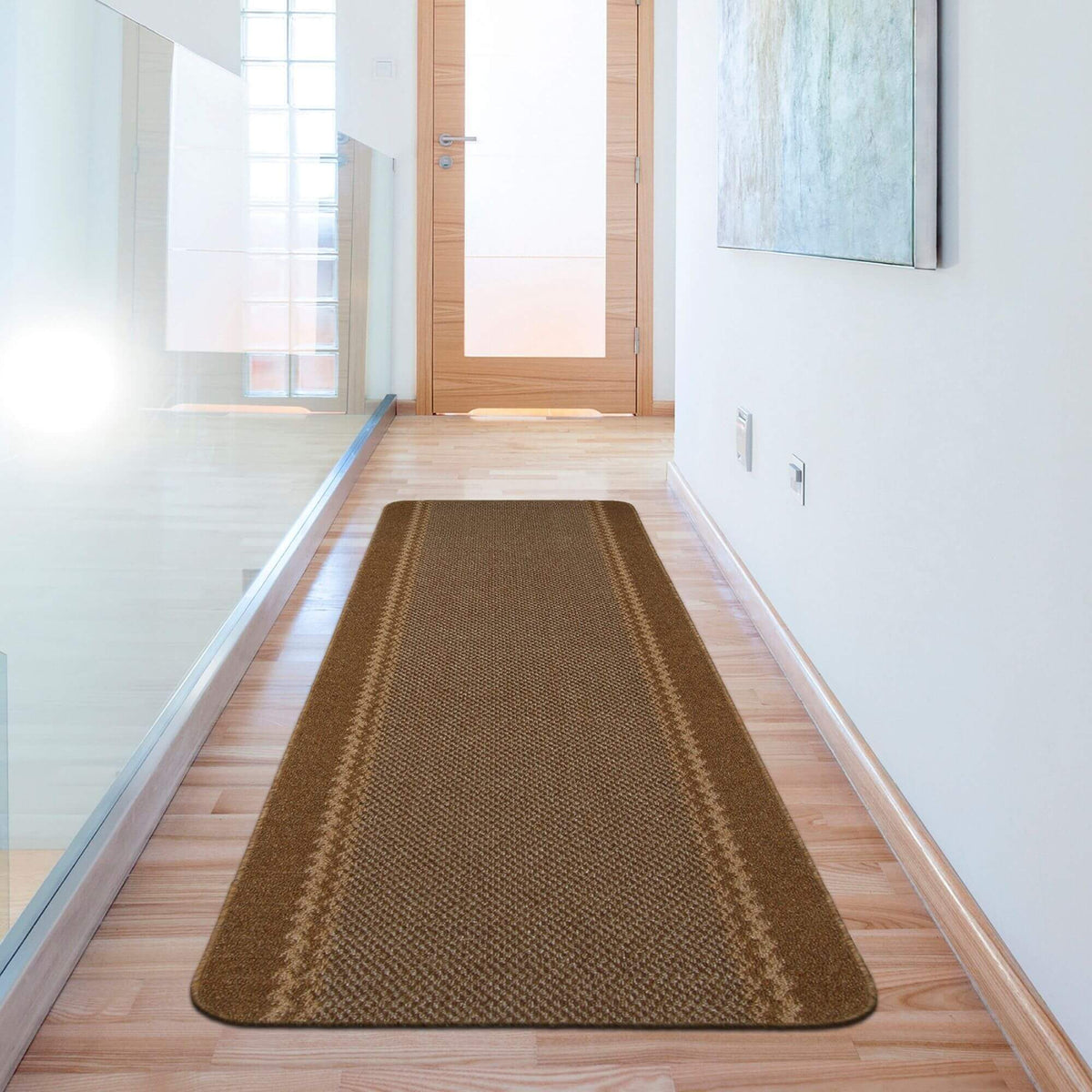 Washable Bordered Brown Rug – 116Br