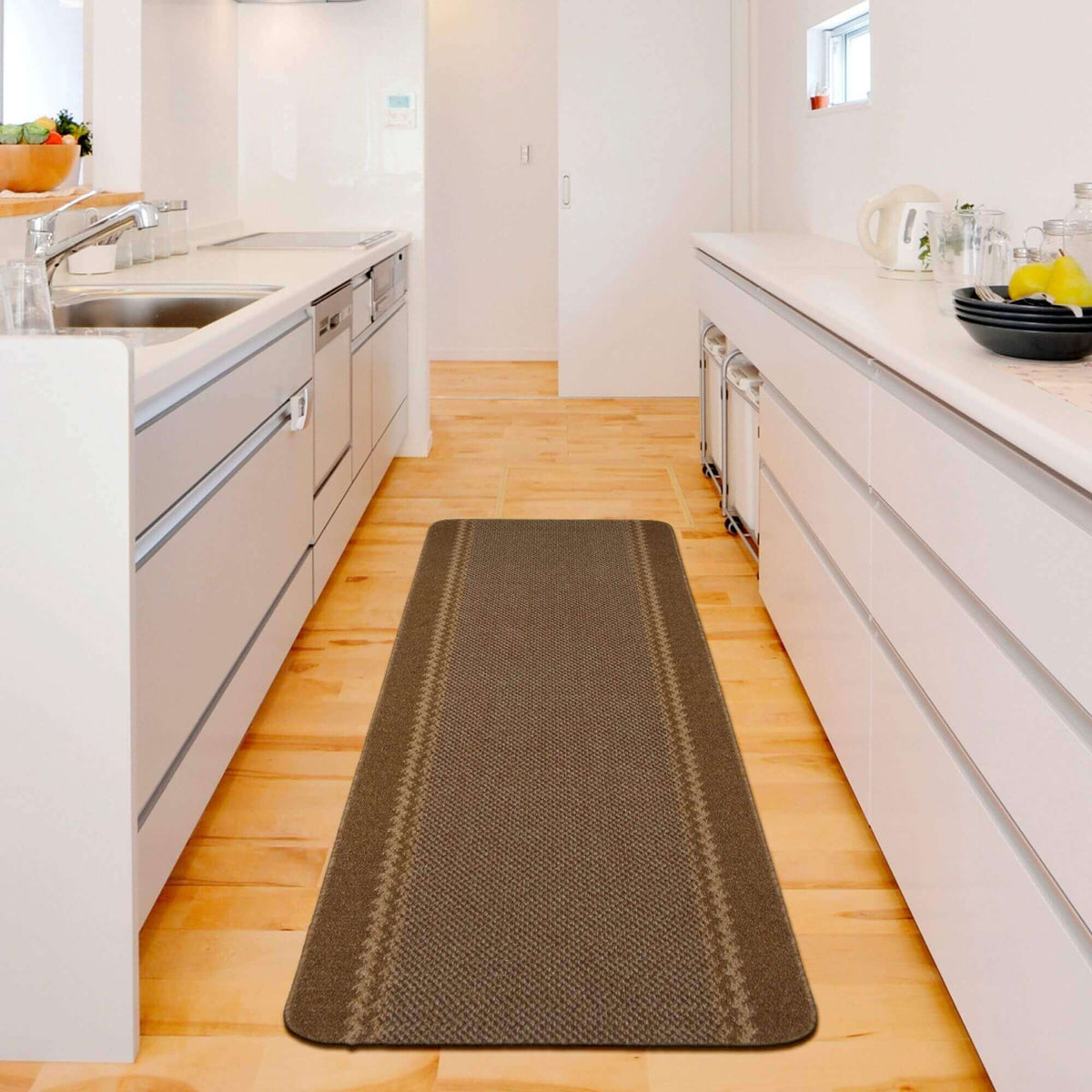 Washable Bordered Brown Rug – 116Br