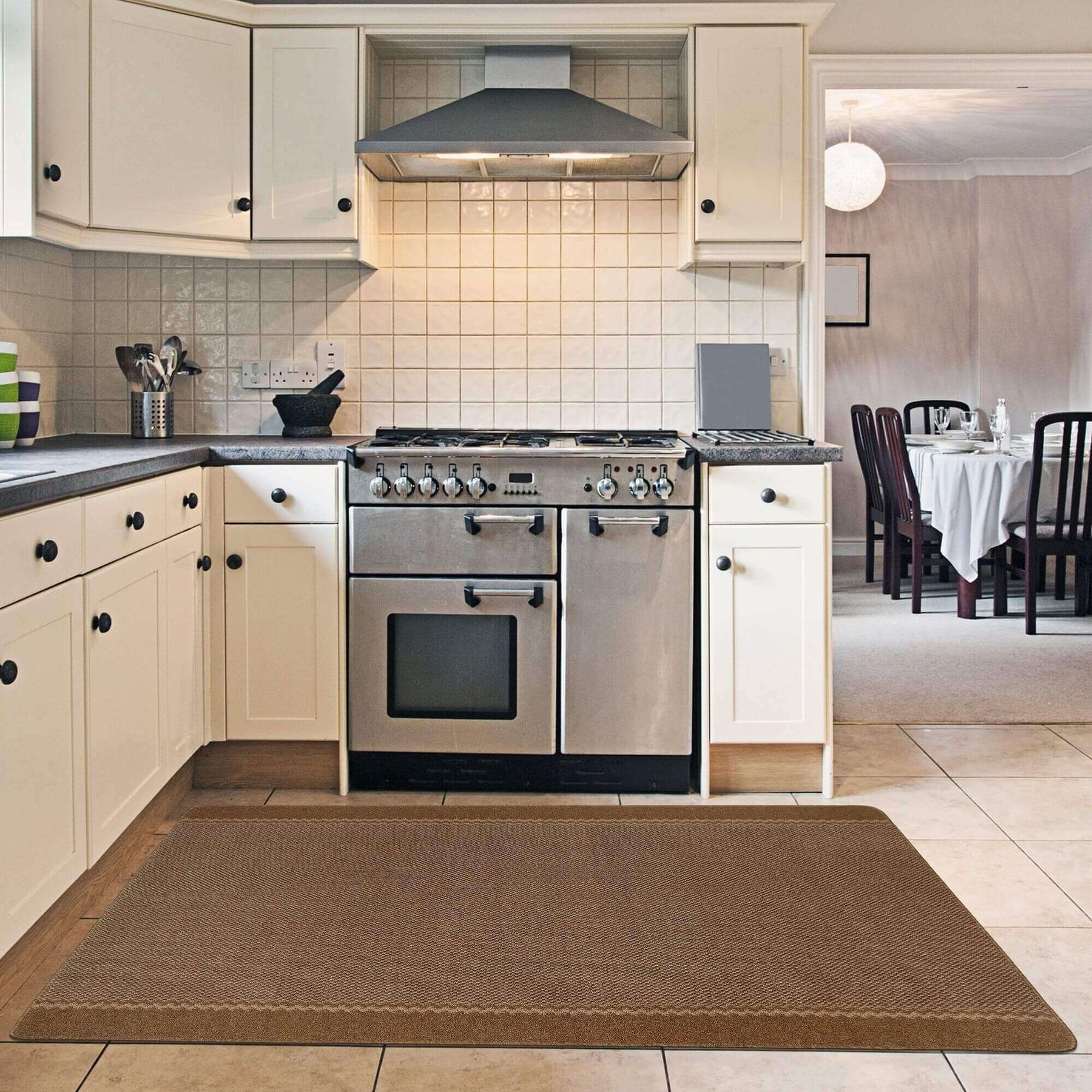 Washable Bordered Brown Rug – 116Br