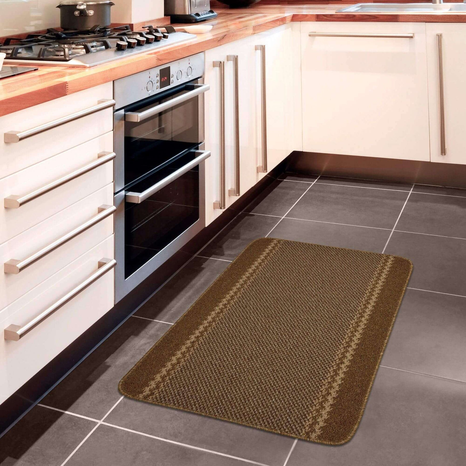 Washable Bordered Brown Rug – 116Br