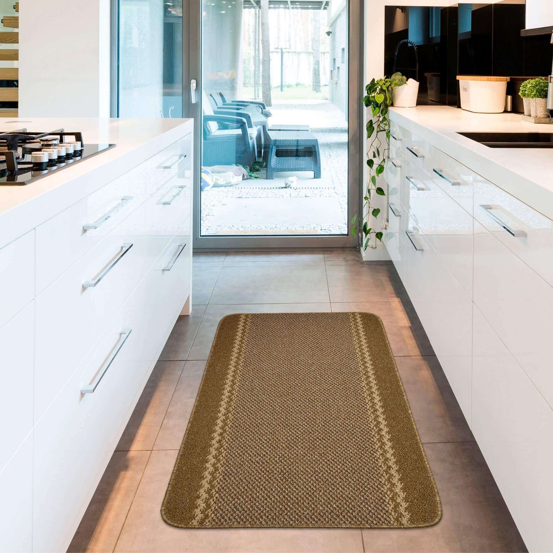 Washable Bordered Brown Rug – 116Br