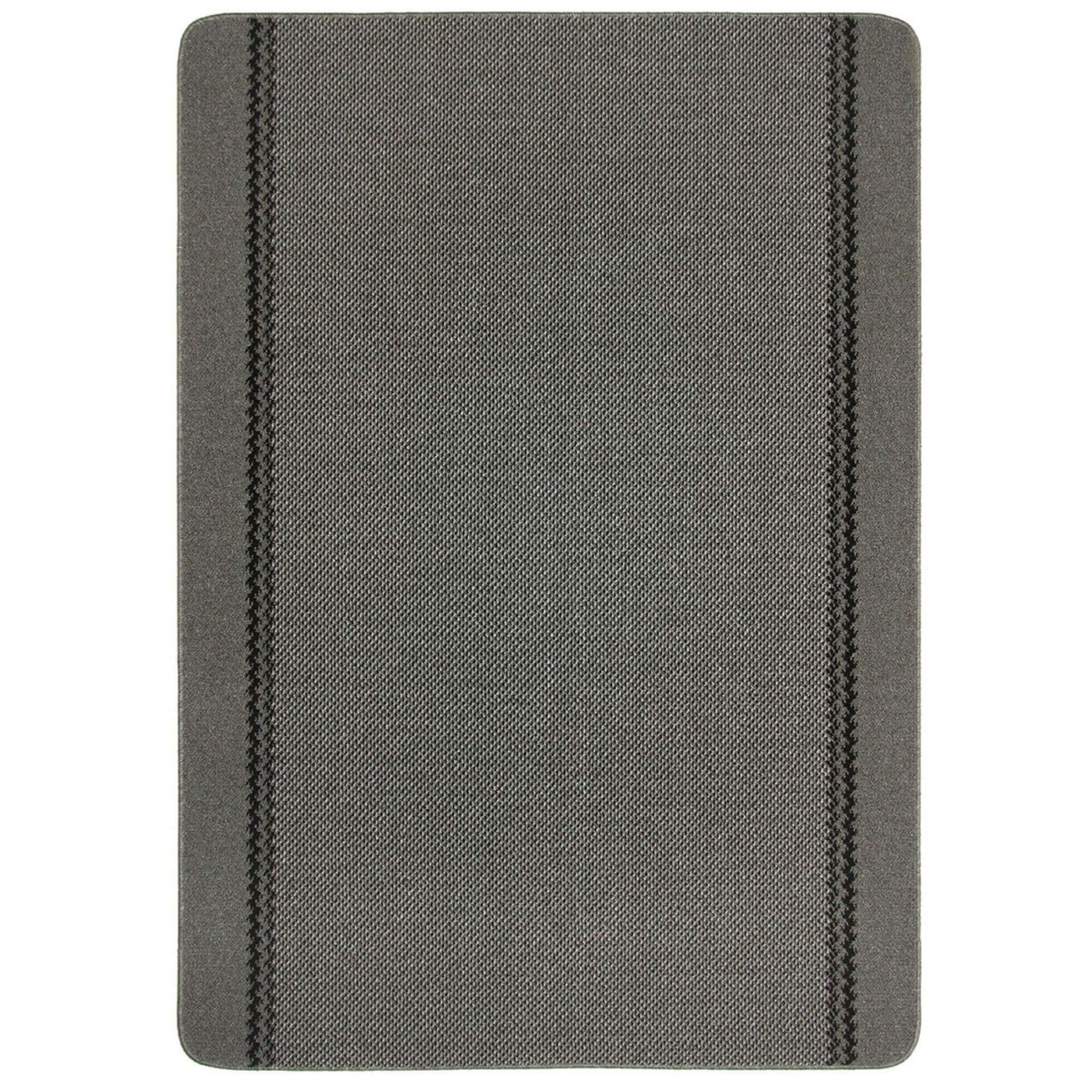 Washable Bordered Dark Grey Rug – 116D