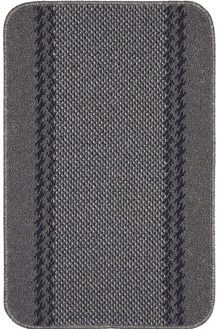 Washable Bordered Dark Grey Rug – 116D shown in an illustrative room