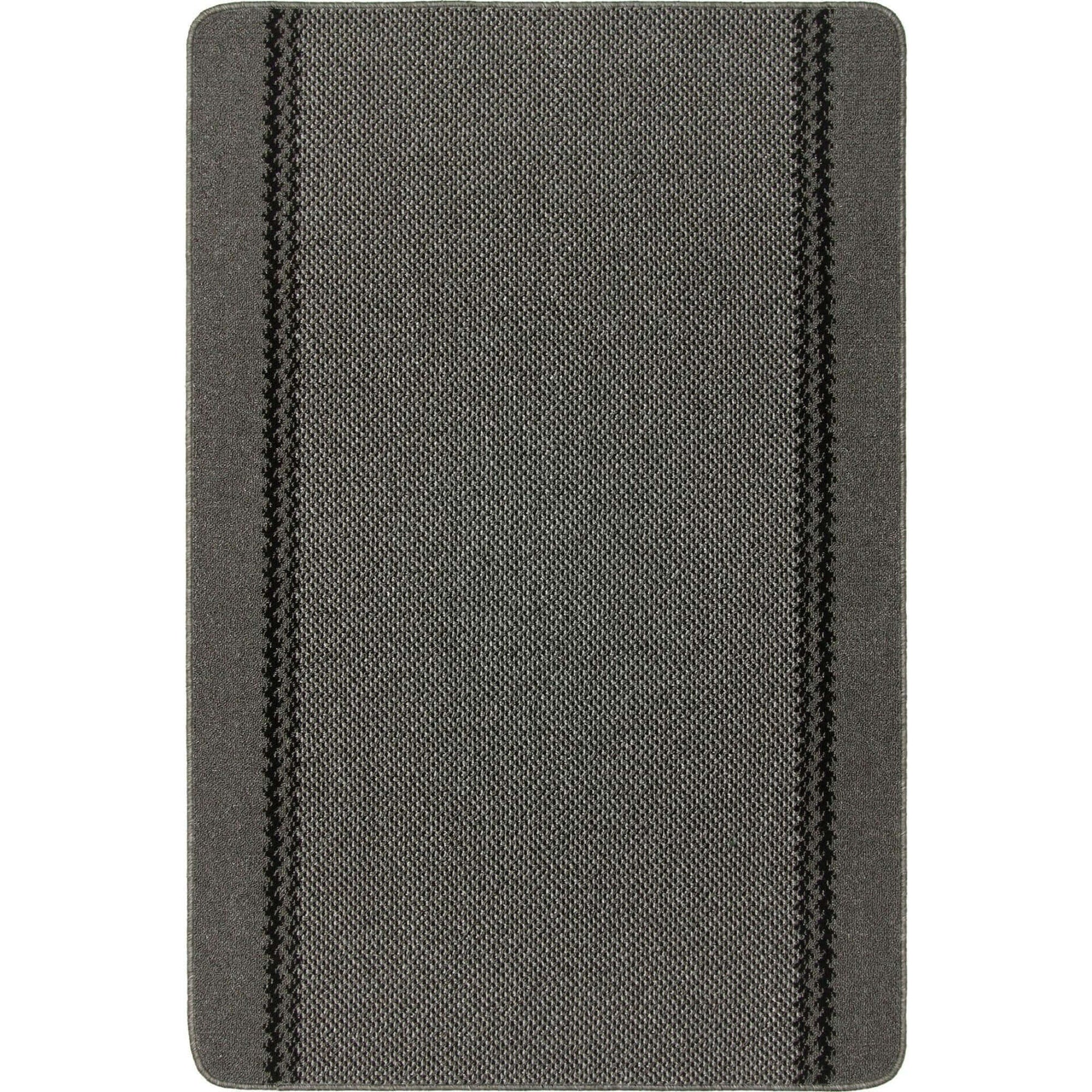 Washable Bordered Dark Grey Rug – 116D