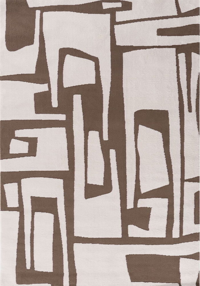 Loft Abstract Brown Rug shown in an illustrative room