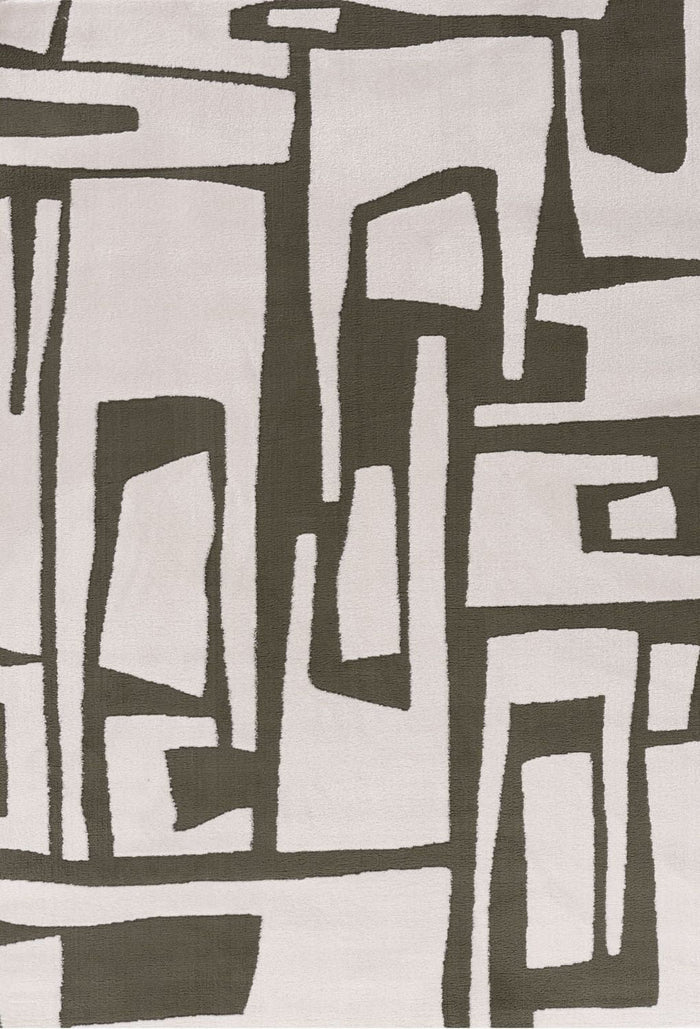 Loft Abstract Green Rug shown in an illustrative room