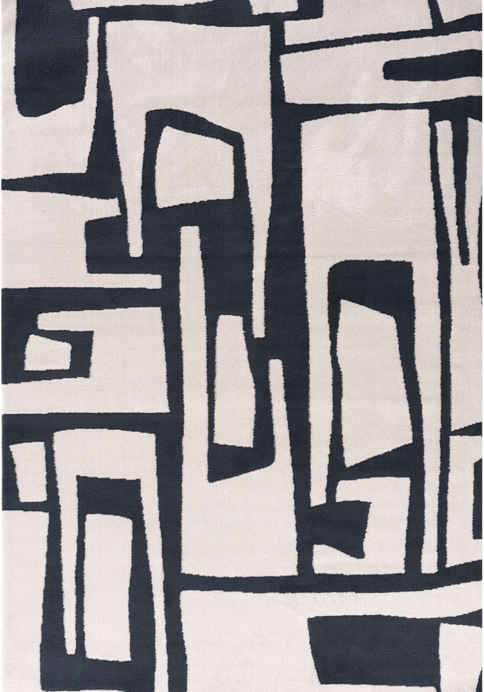 Loft Abstract Blue Rug shown in an illustrative room