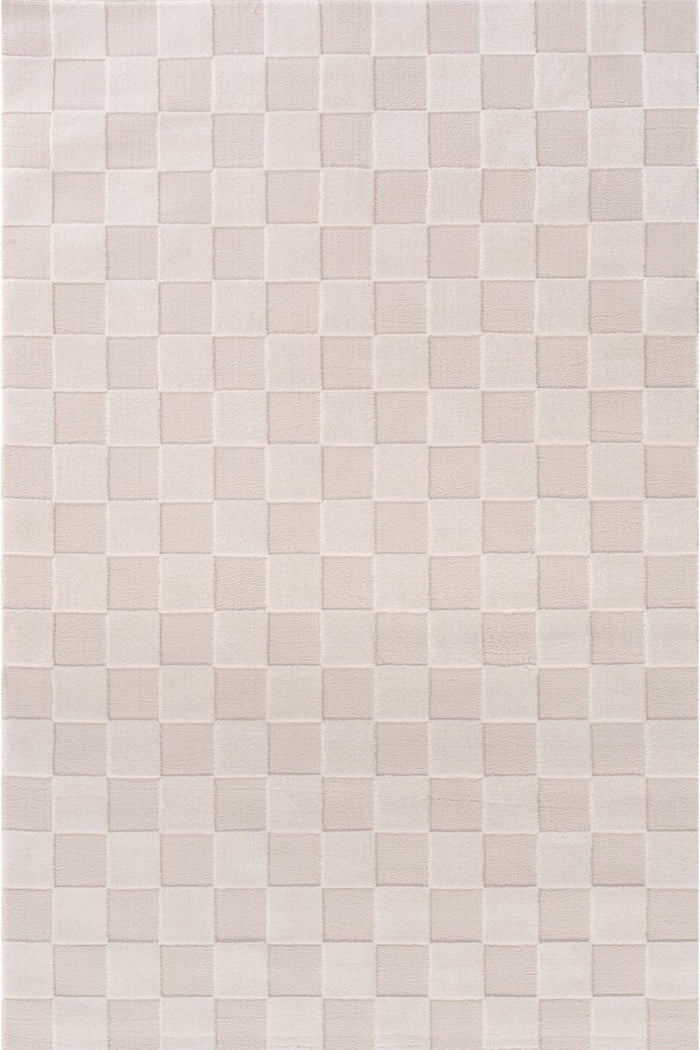 Loft Checkerboard Cream Rug shown in an illustrative room