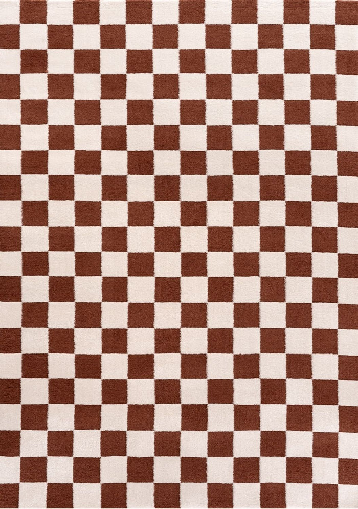 Loft Checkerboard Terra Rug shown in an illustrative room