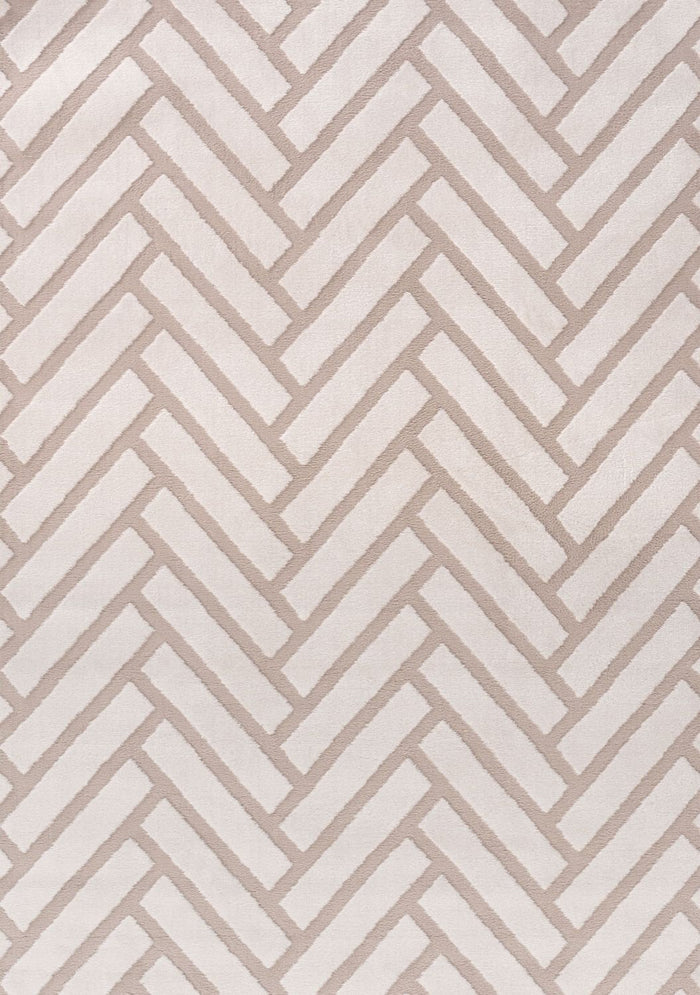 Loft Chevron Beige Rug shown in an illustrative room