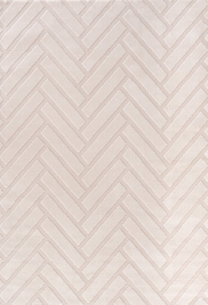 Loft Chevron Cream Rug shown in an illustrative room