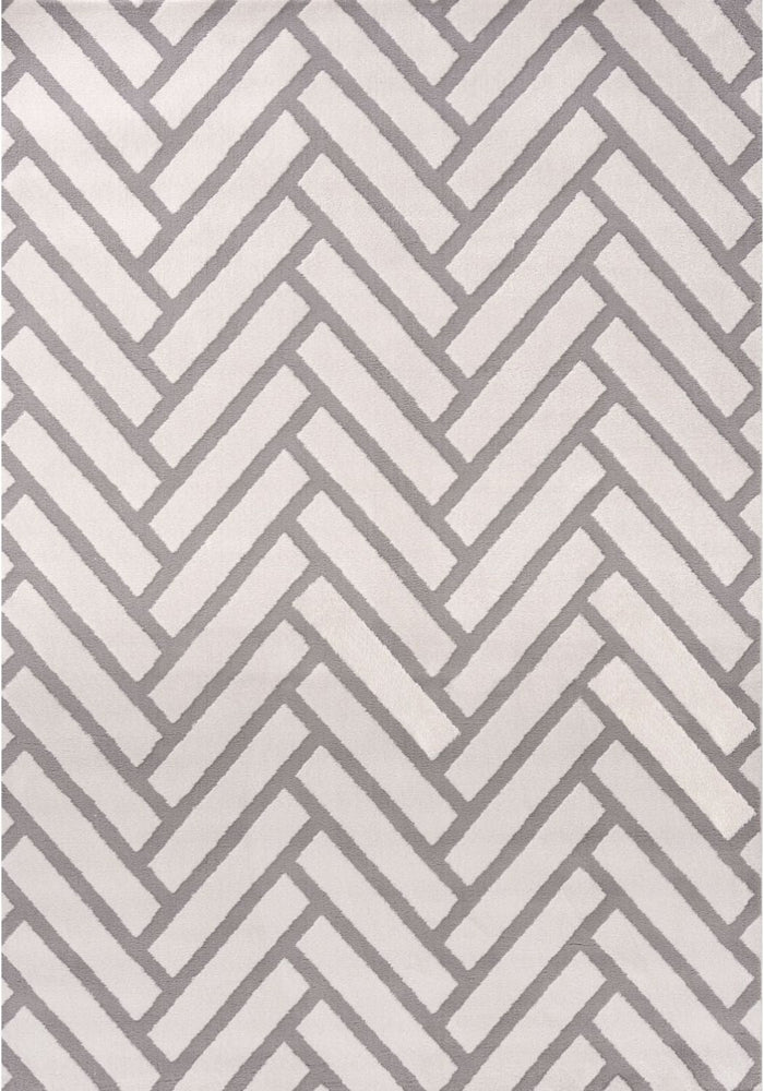 Loft Chevron Grey Rug shown in an illustrative room