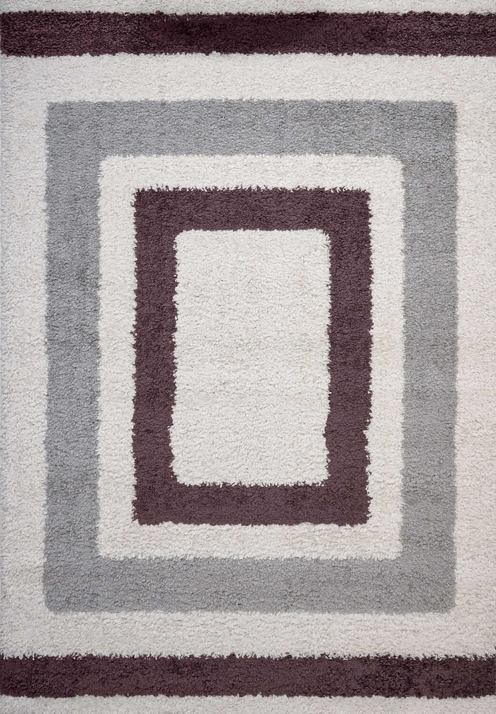 Moodi Shaggy Grey/Purple Contour Rug shown in an illustrative room