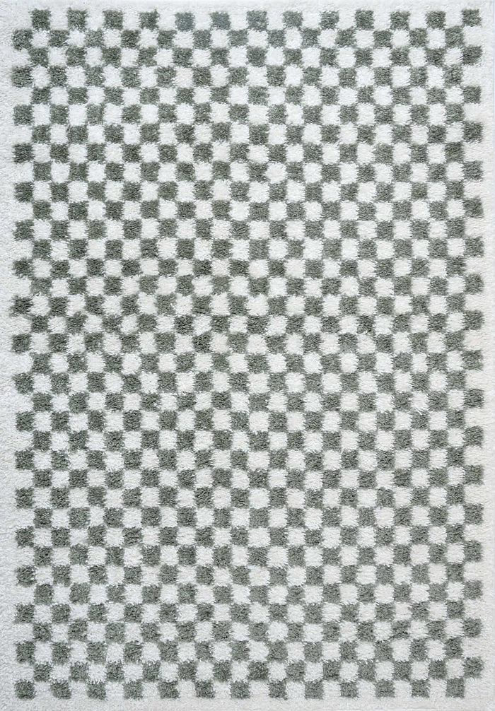 Moodi Shaggy Green Lunel Rug shown in an illustrative room