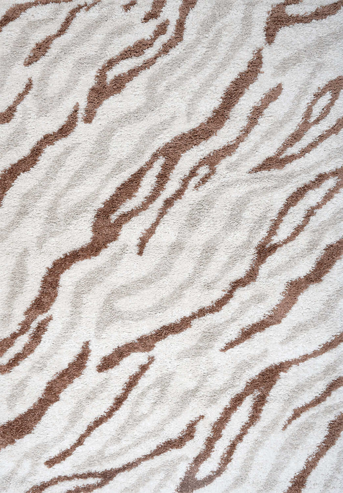 Moodi Shaggy Cream/Terra Savara Rug shown in an illustrative room