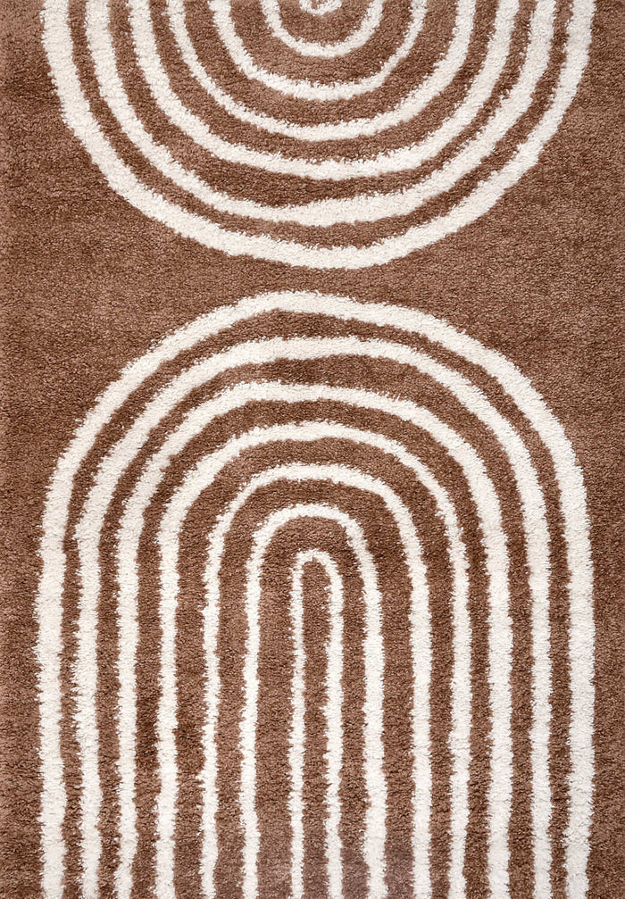 Moodi Shaggy Terra Tawny Rug shown in an illustrative room