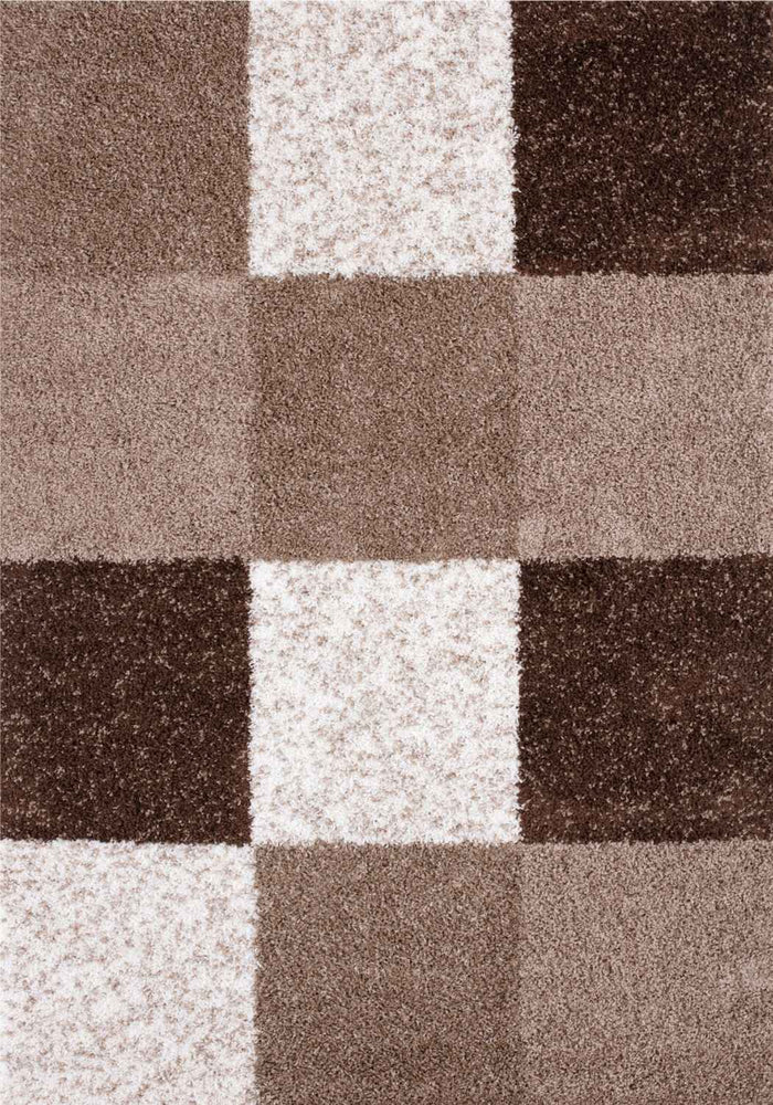 Myshaggy Geometric Brown Rug shown in an illustrative room