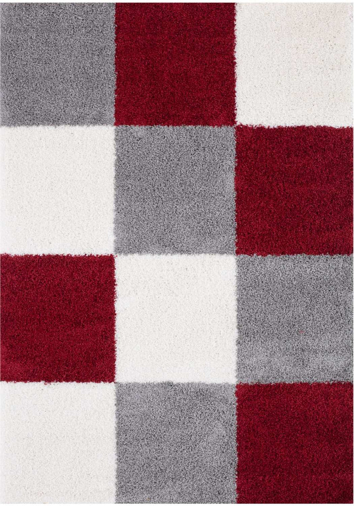 Myshaggy Geometric Red Rug shown in an illustrative room