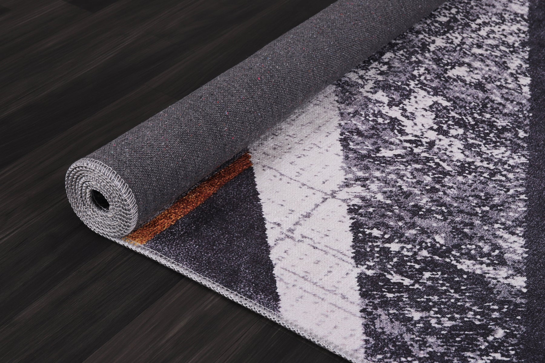 Bohemian grey striped washable rug by Netline Home with a soft, textured design suitable for living spaces.