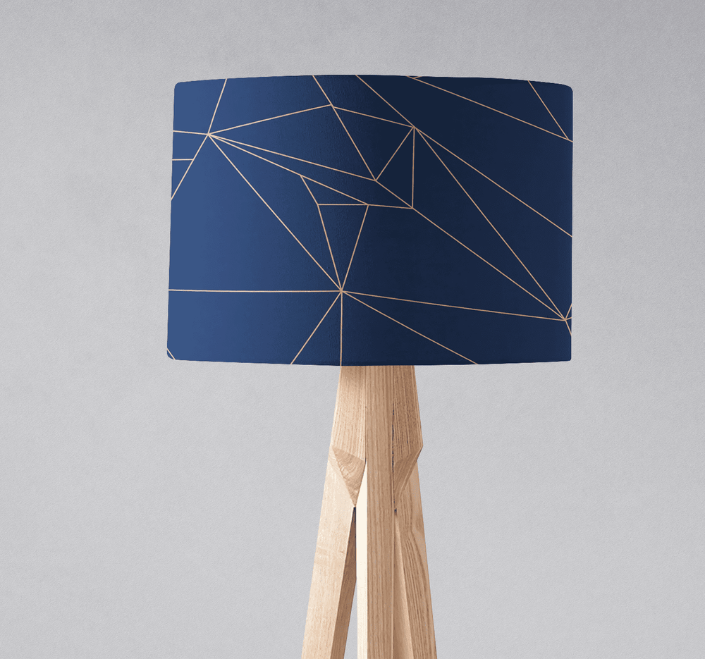Navy Blue and Rose Gold Lines Lampshade – Ceiling & Table Compatible
