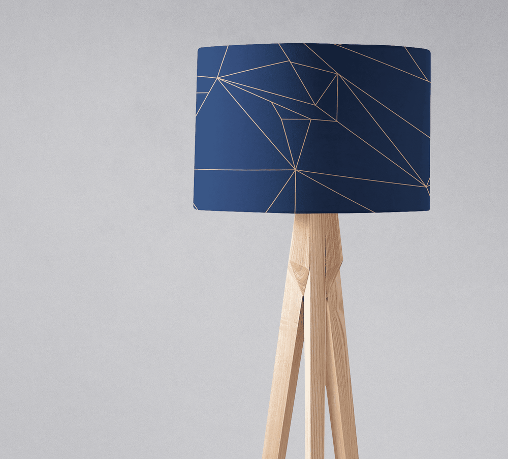 Navy Blue and Rose Gold Lines Lampshade – Ceiling & Table Compatible
