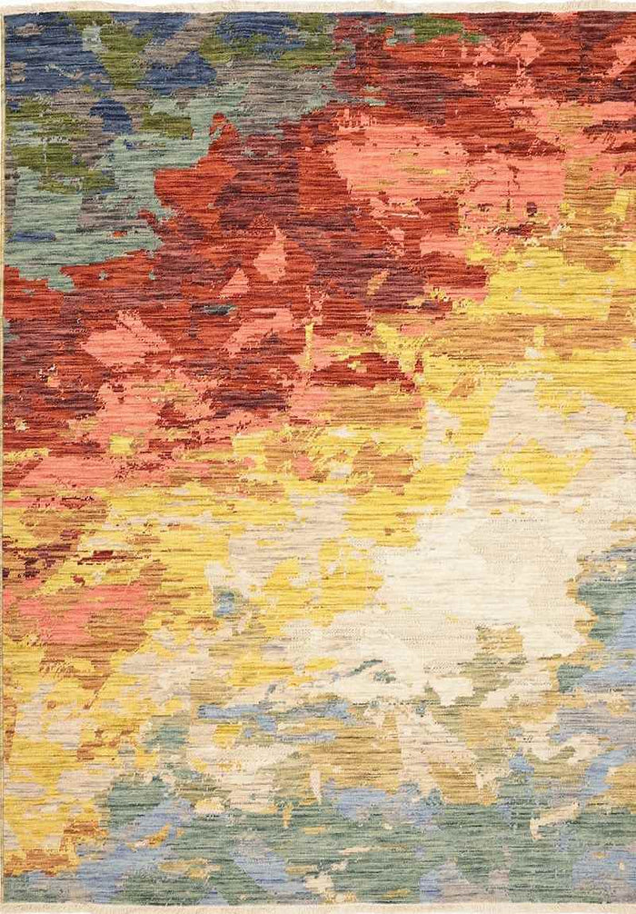Nomad Abstract Wool-Blend Rug – Multicolour shown in an illustrative room
