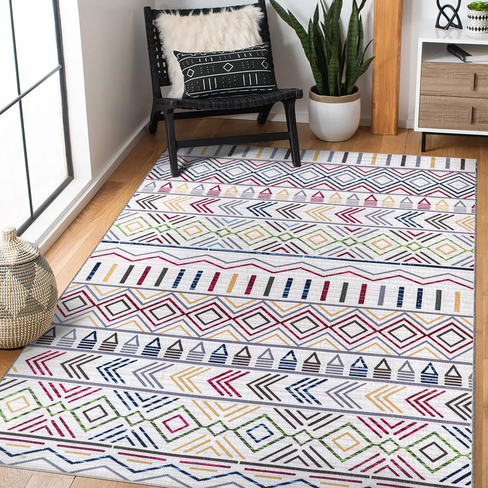 Red Medallion washable rug by Netline Home featuring intricate patterns, ideal for adding vibrant decor to any room.