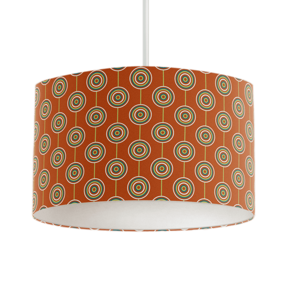 Orange Retro Circles Design Lampshade – Ceiling & Table Compatible