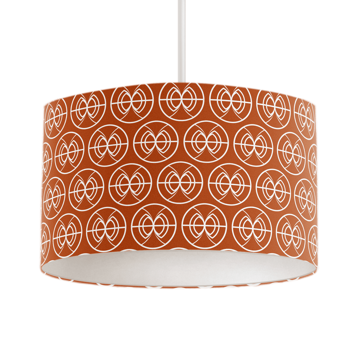 Orange and White Geometric Semi-Circle Design Lampshade – Ceiling & Table Compatible