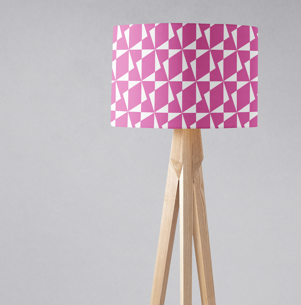 Pink Retro Geometric Lampshade – Ceiling & Table Compatible