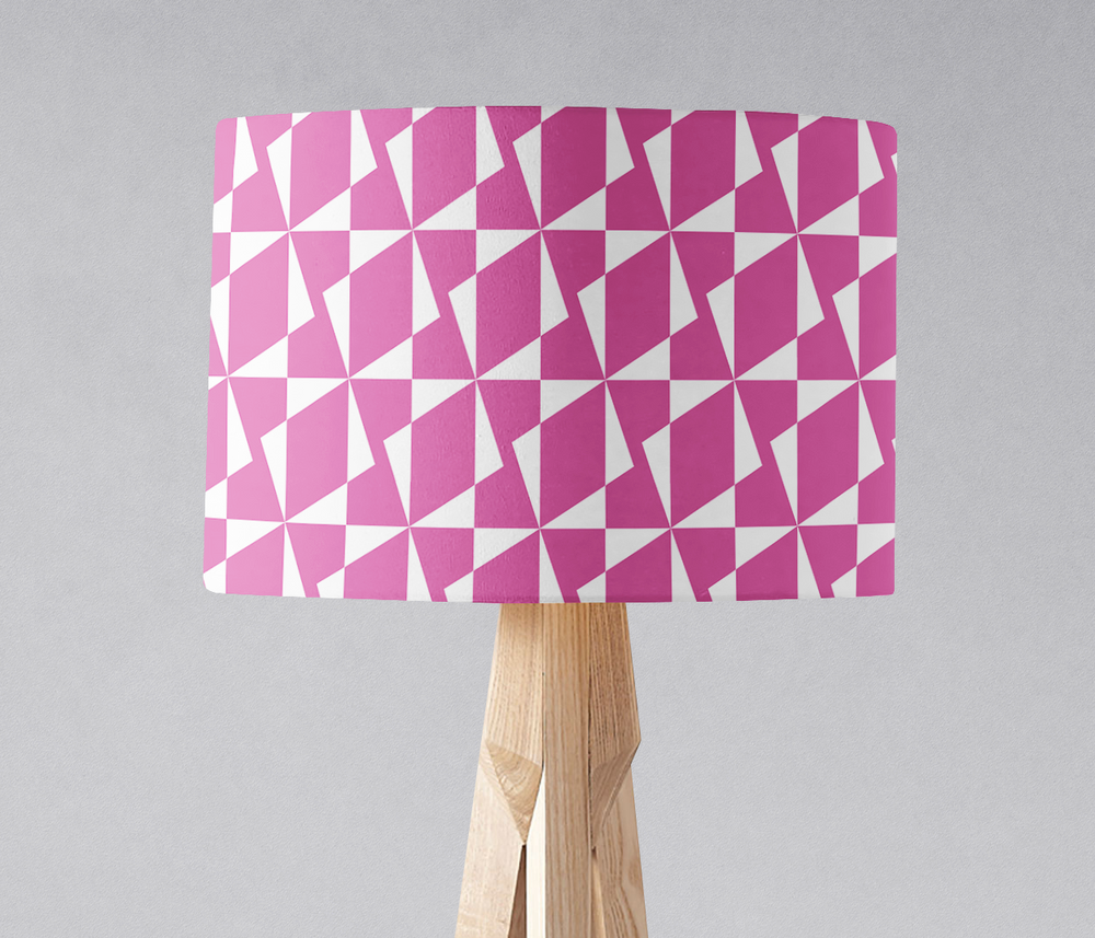 Pink Retro Geometric Lampshade – Ceiling & Table Compatible