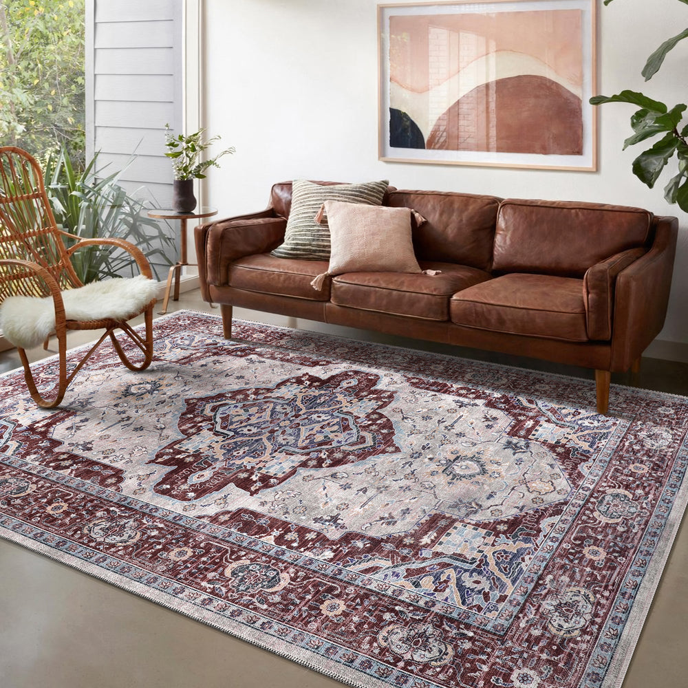 RW1008 washable chenille area rug in a modern living room