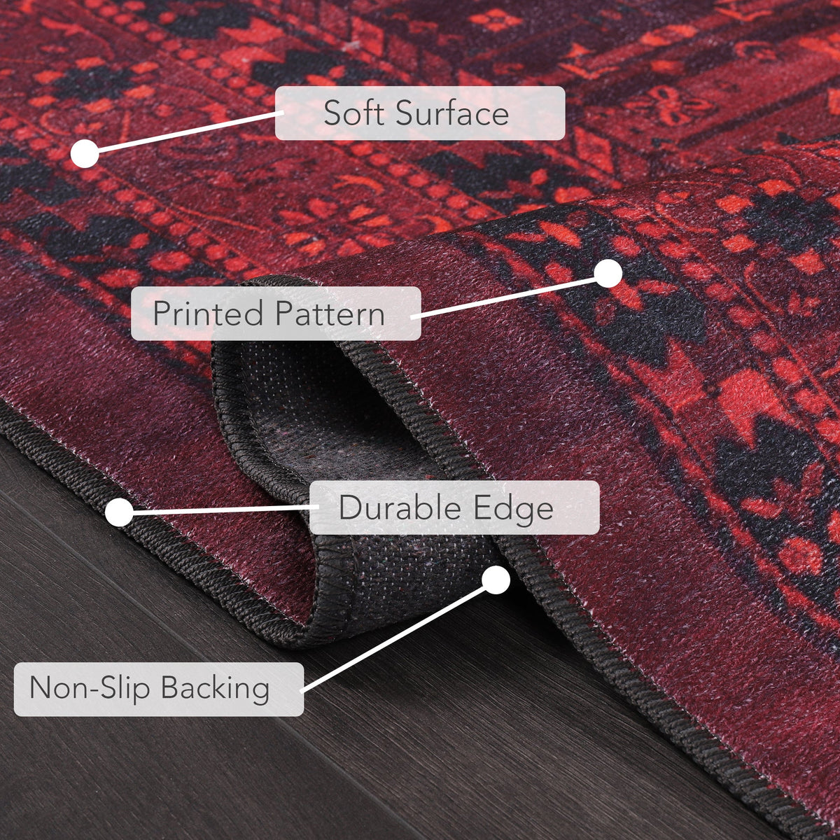 RW1009 washable chenille area rug viewed from above