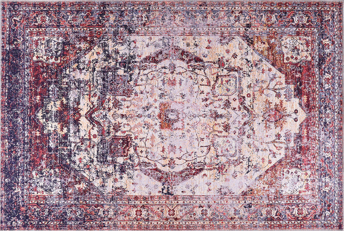 Linked Patina Soft Pink Vintage Washable Rug shown in an illustrative room