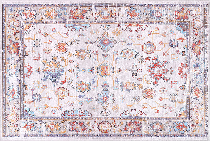 Century Floral Off White Washable Rug shown in an illustrative room
