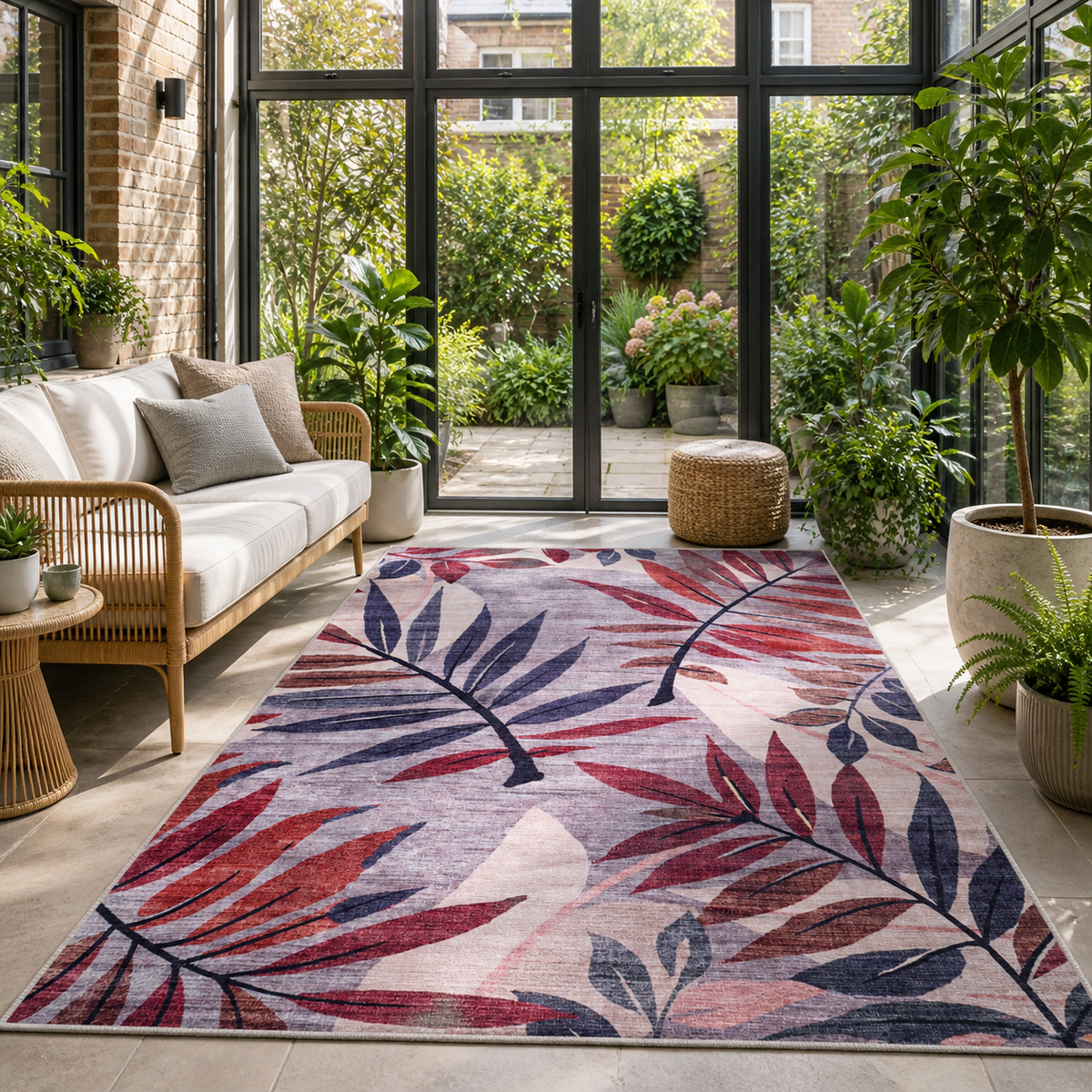 Premier Floral Soft White Washable Rug by Netline Home