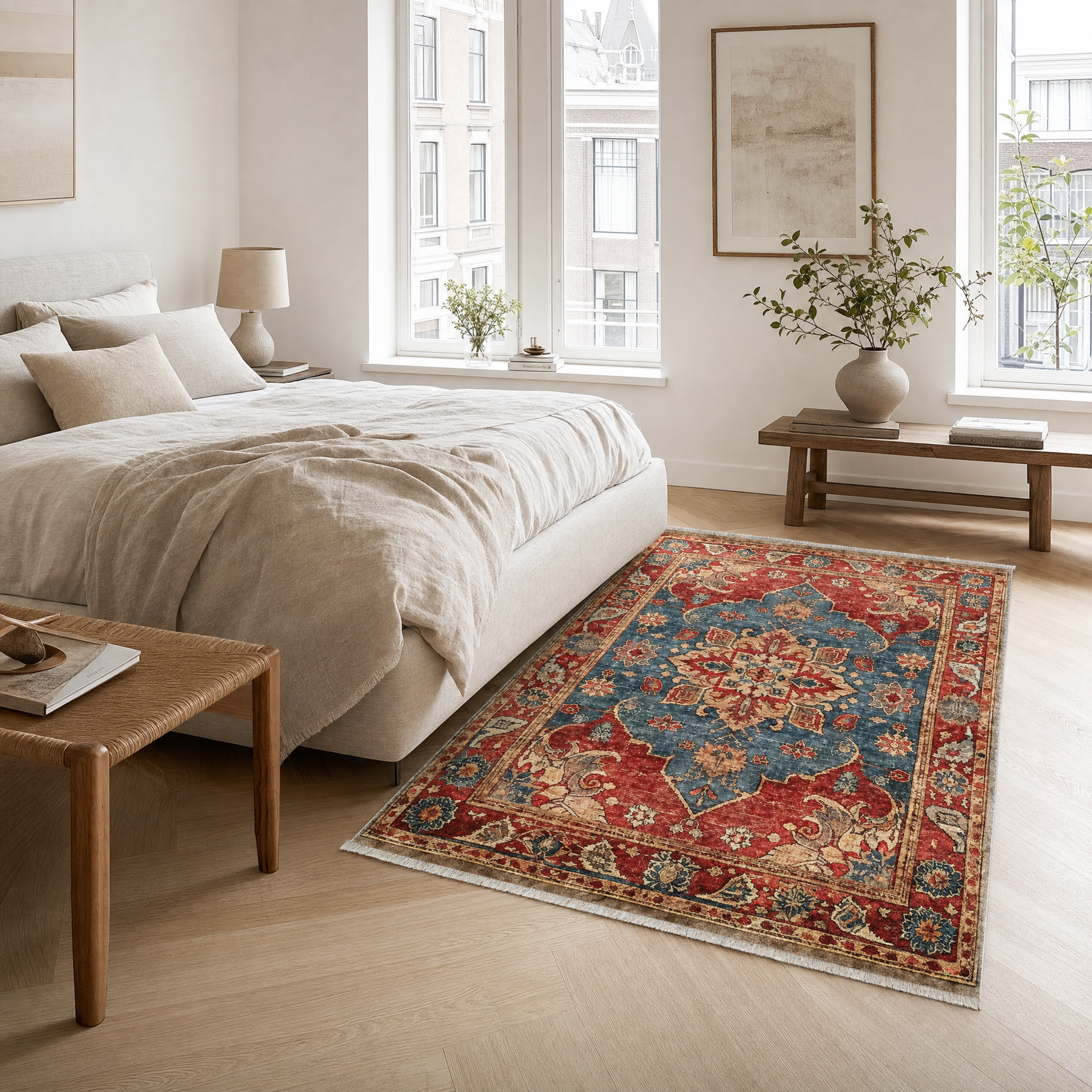 RW3033 washable area rug in a modern bedroom